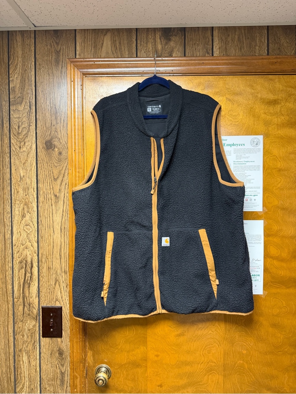 Carhartt Black Sherpa Vest with Tan Trim size 3x